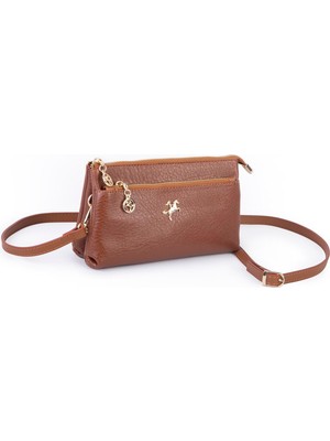 Nas Bag Kadın Çapraz ve Clutch Çanta Bilek ve Çapraz Askılı (24X15 Cm) Taba Victoria