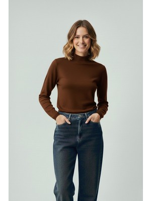 Wekame Kadın Yarım Balıkçı Yaka Yumuşak Triko Kazak