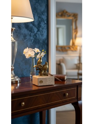 Montdekor El Yapımı Mermer Taşlı Bronz Desenli Obje