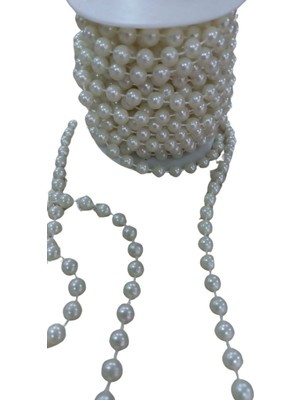 Mertay Sıralı Yuvarlak Inci En 1 cm Krem 1 Metre