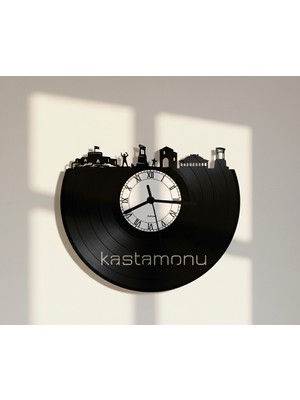 Craftverse Kastamonu Silüetli Geri Dönüşüm El Emeği Plak Duvar Saati