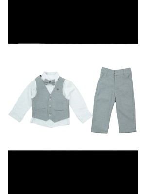 Modanino Erkek Bebek 4'lü Takım Set (Pantolon+Gömlek+Yelek+Papyon) 12389