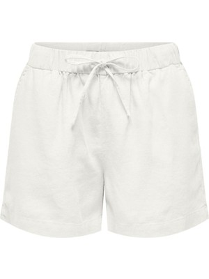Only Onlcaro Mw Lınen B Pull-Up Shorts cc Pnt Kadın Beyaz Şort - 15314055