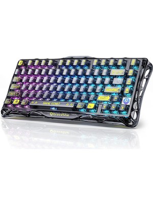 Gravastar Mercury K1 Lite Rgb Kablosuz Mekanik Gaming Klavye, Ingilizce Q, Transparan Siyah