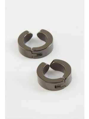 Zero Ozlstor Mıknatıslı Çelik Erkek Küpe Kıstırmalı 2 Adet-Gümüş Rengi