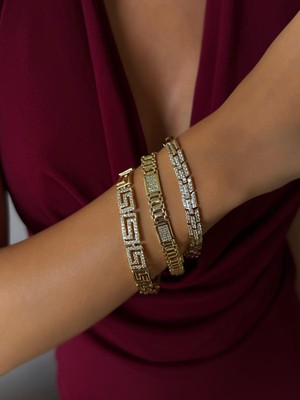 Nur Tasarım Atolyesi Xuping 14K Altın Kaplama Taşlı Kordon Bileklik 17+2 cm