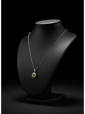 Ward Silver Zültanit Taşlı 925 Ayar Gümüş Yuvarlak Taşlı  Kolye – Rodyum Kaplama