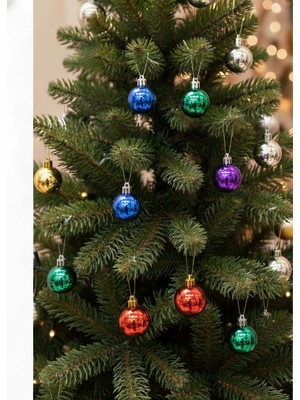Dodomar 4 cm – Parlak Mix Yılbaşı Top Süs 6'lı Dekoratif Ağaç ve Parti Süsleme Mini Renkli Set
