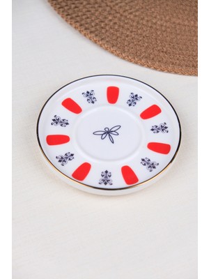 Tabak Evi Porselen Acem Zade Kırmızı Çay Tabağı 11,8cm Tekli