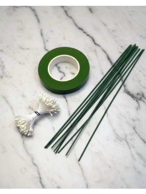 Hobialem Çiçek Yapım Seti – 3’lü Paket (40 Metre Çiçek Bandı , 1 Demet Tomurcuk ,10 Adet Çiçek Teli ) Şönil