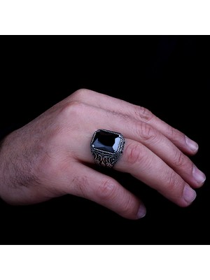 Takı925 925 Ayar Gümüş Siyah Renk Zirkon Taşlı Model Yüzük