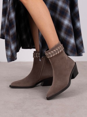 Ece'nin Butiği Kora Vizon Süet Hakiki Deri Kadın Bot