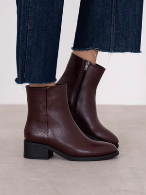 Ece'nin Butiği Noura Bordo Hakiki Deri Kadın Bot