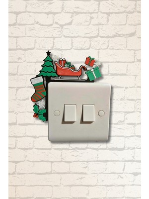 Cosmic Store Noel Yılbaşı Ağacı Hediye Kutusu Çorap Masa, Tv ve Priz Üstü Kenarı Süsü Dekoru | 3D Baskı Dekoratif