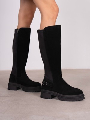 Ece'nin Butiği Noraa Siyah Süet Hakiki Deri Kadın Çizme