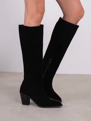 Ece'nin Butiği Bjorn Siyah Süet Hakiki Deri Kadın Çizme