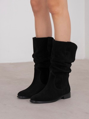 Ece'nin Butiği Mireku Siyah Süet Hakiki Deri Kadın Çizme