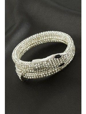 Zero Ozlstor Yılan Savaroski Bileklik-Gümüş Rengi