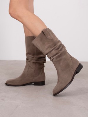 Ece'nin Butiği Mireku Vizon Süet Hakiki Deri Kadın Çizme