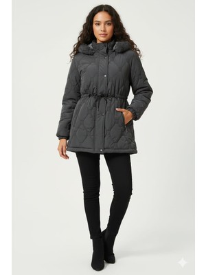 Semira Kadın Büyük Beden Nova Kumaş Astarlı  Kapitone Mont