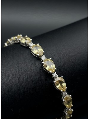 Ward Silver 925 Ayar Gümüş Rodyum Kaplamalı Zültanit Taşlı Bileklik – 21 Cm/ayarlanabilir