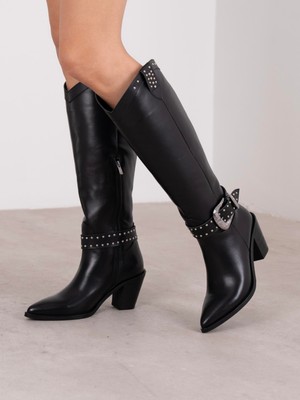 Ece'nin Butiği Bola Siyah Hakiki Deri Kadın Çizme