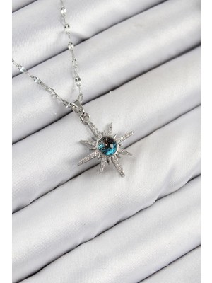 Clariss 316L Çelik Zirkon Taşlı Kutup Yıldızı Model Gümüş Renk Kadın Kolye