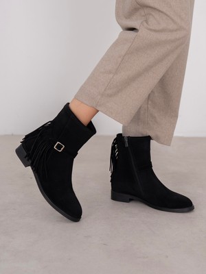 Ece'nin Butiği Nastia Siyah Süet Hakiki Deri Kadın Bot