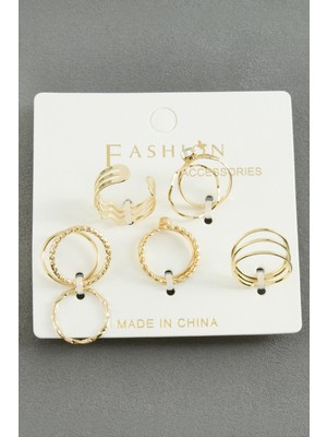 Zero Ozlstor 5 Adet Karışık Lüks Eklem Yüzük-Gümüş Rengi