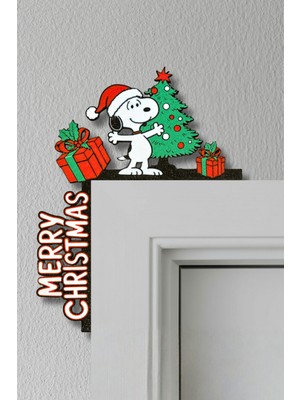 Cosmic Store Noel Şapkalı Snoopy Temalı Dekoratif Masa ve Kapı Üstü Süsü | 3D Baskı Yeni Yıl Hediyesi