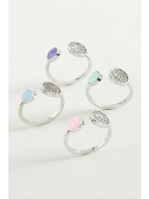 Zero Ozlstor Yuvarlak Taşlı Mineli Eklem Yüzük-Sarı