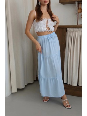 Mesga Butik Müslin Kumaş Keten Uzun Etek Mvi Pt