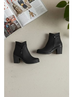 Ayakkabı Fuarı Elit SYHZ1505 Kadın Topuklu Bot Siyah