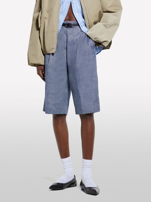 Sisley   Keten Karışımlı Denim Görünümlü Şort