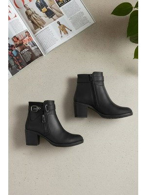 Ayakkabı Fuarı Elit SYHZ1615 Kadın Topuklu Bot Siyah