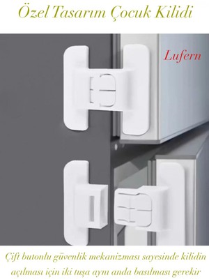 Lufern Dayanıklı 4 Adet Buzdolabı Çekmece Dolap Kapağı Çocuk Kilidi Buzdolabı Gardırop Güçlü Yapışkan