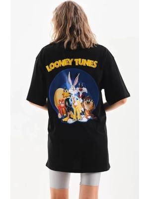 Mericline Unisex Baskılı Oversize T-Shirt - Siyah