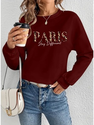 Mericline Kadın Uzun Kollu Bisiklet Yaka Desenli Viskon Iki Iplik Bluz