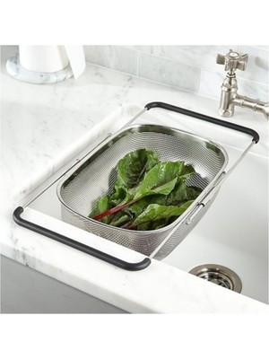 IKEA Paslanmaz Çelik Metal Köşeli Dikdörtgen Süzgeç 34 x 23 cm