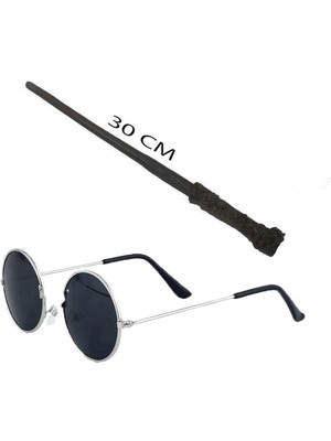 Zero Land Ozlstor Harry Potter Asası 30 cm ve Siyah Metal Çerçeveli Harry Potter Gözlüğü Seti