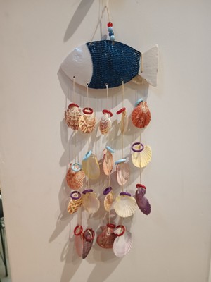 Store Mercan Mobilya Polyester Deniz Kabuklu Balık Seti Duvar Süsü Lacivert Mavi