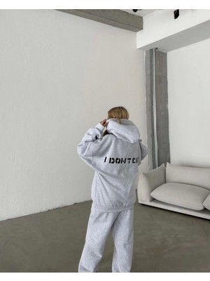 Mericline Nakış Işlemeli Üç Iplik Sweat Takım- Gri