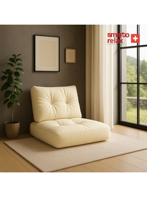 Smarto Relax Sırtlıklı Yer Minderi 80×40 cm | Kapitoneli Zemin Oturma Minderi