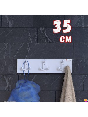Modilayn Arı 9 Kancalı Banyo Askısı 3'lü Set 31,4x9,6cm | Şık Tasarım Ekstra Düzen ve Yer Tasarrufu