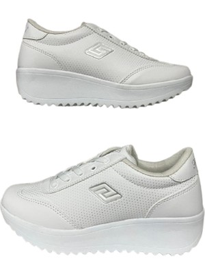 Parley Fermuarlı Topuklu Cilt Spor Ayakkabı Beyaz