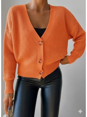 Mericline Kadın Uzun Kollu Düğme Detay Triko Bluz