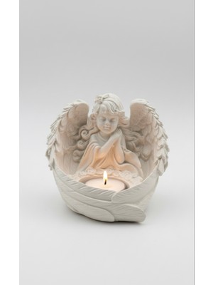 Zeroxo Dekoratif Dilek Tutan Melek Biblo Mumluk - Salon ve Konsol Için Şık Masa Süsü