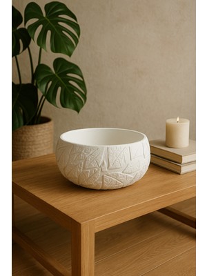 Yaprak Desenli Dekoratif Saksı