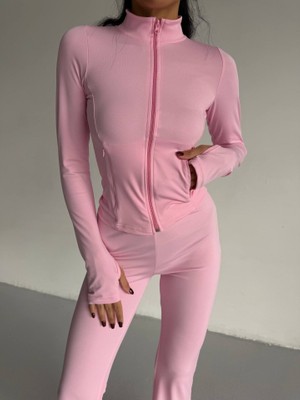 Mericline Kadın Balıkçı Yaka Cep Detaylı Ceket ve Ispanyol Paça Spor Ikili Takım