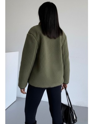 Hiramir Peluş Deri Biyeli Çoban Düğmeli Mont KS2504